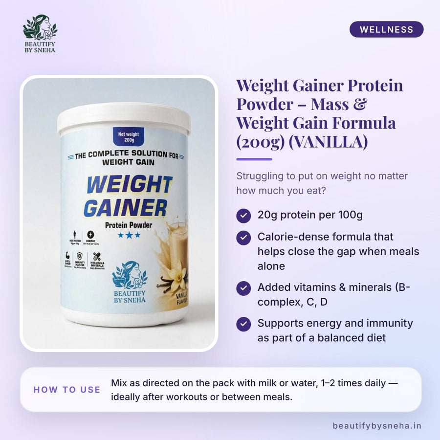 Weight Gainer Protein Powder – Mass & Weight Gain Formula (200g) (VANILLA)