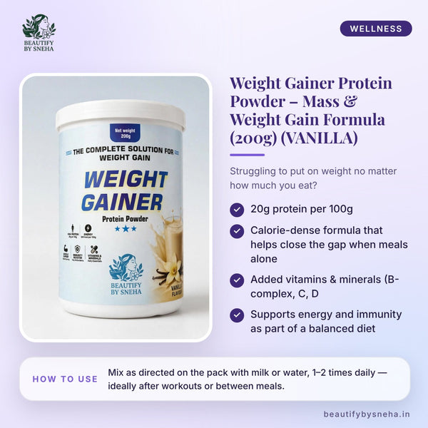 Weight Gainer Protein Powder – Mass & Weight Gain Formula (200g) (VANILLA)